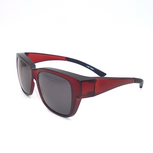 サングラスの上からフィット、ペック偏光サングラスの上からフィット、滑り止めゴムパッド付きの正方形のレンズ形状、説明メガネの上からフィット-J1329