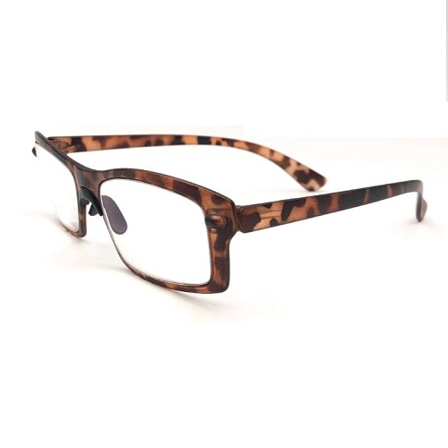 老眼鏡 - 鼻パッド付きスクエアレンズとブルーレイカットレンズ